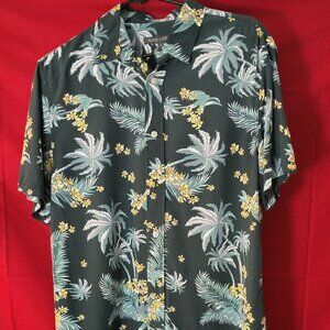 Slate and Stone Printed Green Tropical Button-Up Collar Shirt